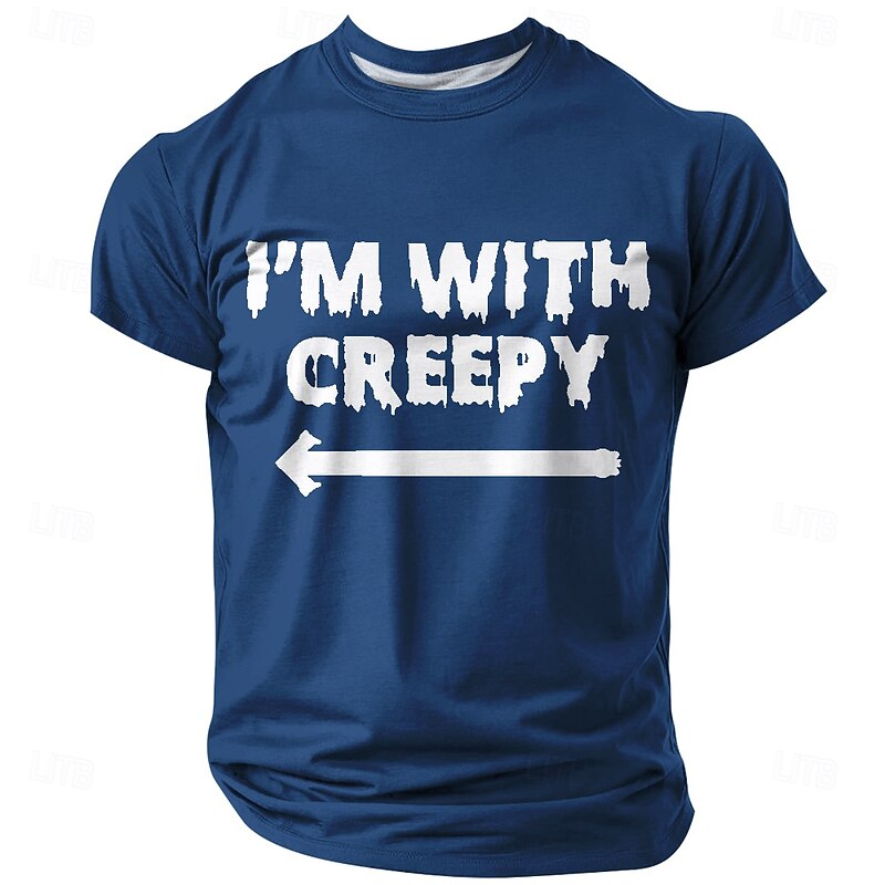 Men's Funny Graphic T-Shirt I'm With Creepy Arrow Spooky Short Sleeve Tee2