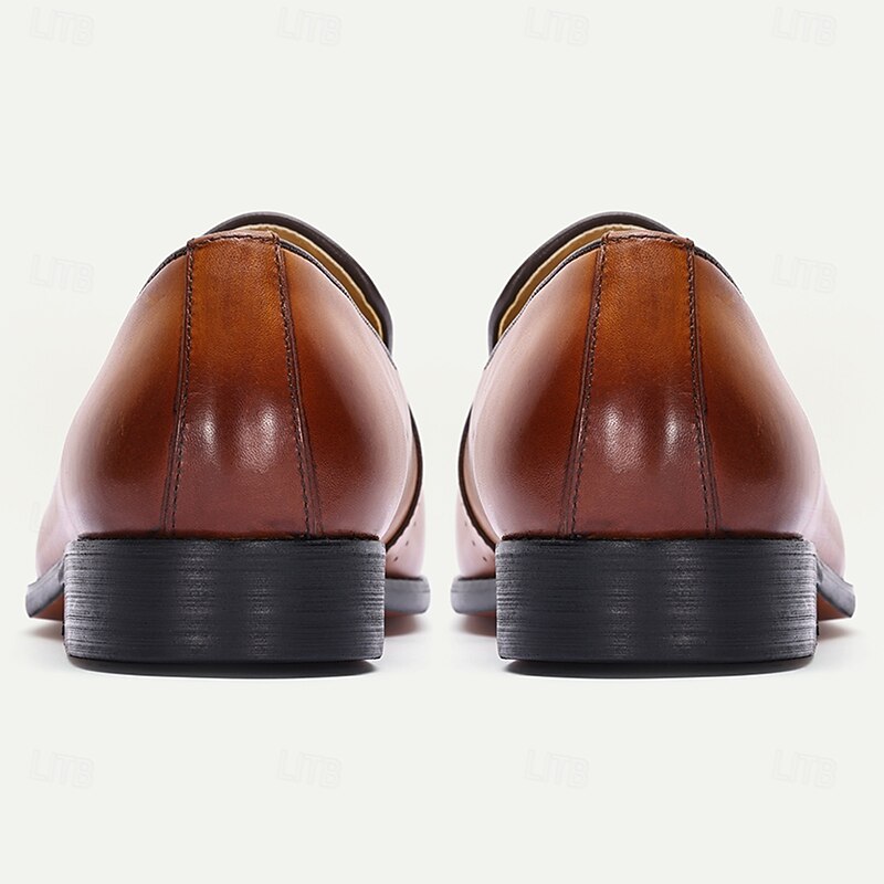 Men's Light Brown Leather Tassel Loafers – Classic Slip-On Formal Shoes with Perforated Design for Office, Cocktail Party and Wedding4