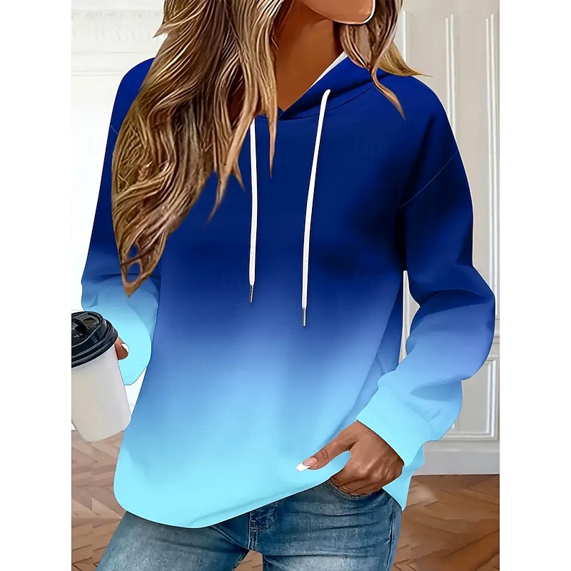 Women's Pullover Hoodie Sweatshirt Graphic Tie Dye Fashion Casual Print Long Sleeve Hooded Regular Tops Street Dailywear Drawstring Print Blue Orange Fall Winter4