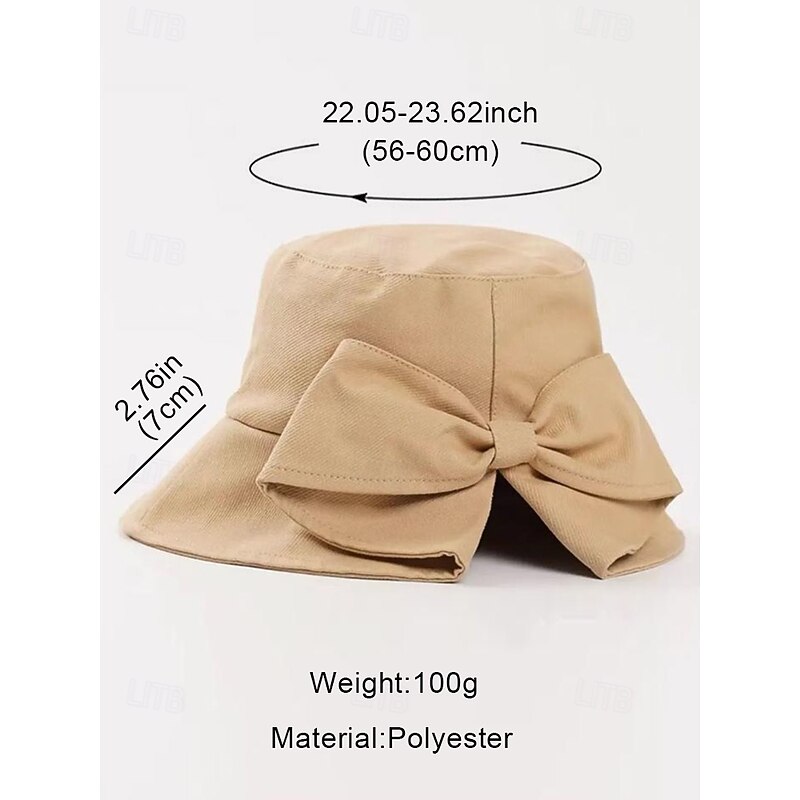 Women's Bowknot Bucket Hat – Lightweight Wide Brim Polyester Sun Hat for Outdoor Travel, Beach and Summer Casual Wear3