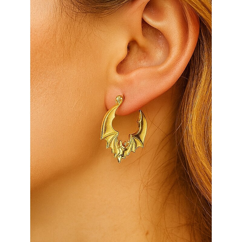 Women's Halloween Bat Hoop Earrings – Gothic Punk Style Alloy Jewelry for Party, Cosplay and Night Out Accessories2