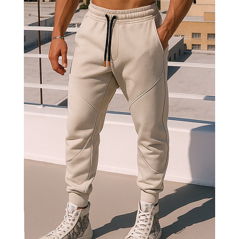 Men's Sport  Sweatpants Trackpants Drawstring High Waist Bottoms Athleisure Gym Workout Fall Breathable Workout Jogging Running Sportswear Activewear Solid Colored Dark Grey Black Light Grey