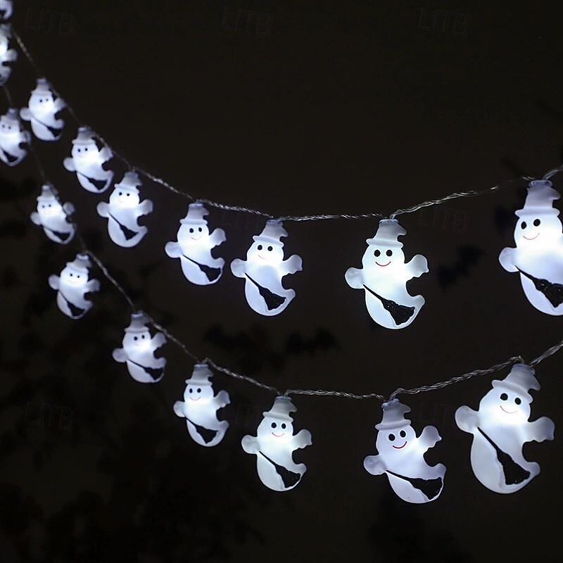 Halloween LED Pumpkin Ghost String Light Evil Cat Light 10/20LED Ghost Party Haunted House Home Bar Balcony Porch Atmosphere Decoration3