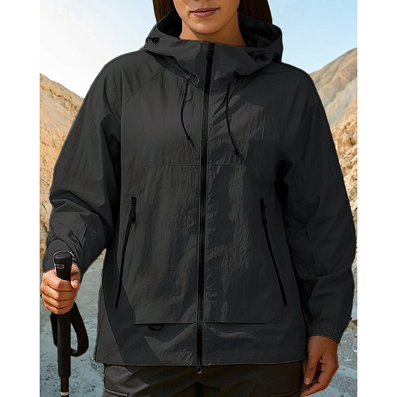 Women's Outdoor Jacket Hiking Jacket UV Protection Jacket Outdoor Quick Dry UV Cooling Breathable Hiking Outfits Hiking Clothes Summer Spring Jacket Hunting Fishing Climbing Solid Color Black Cream4