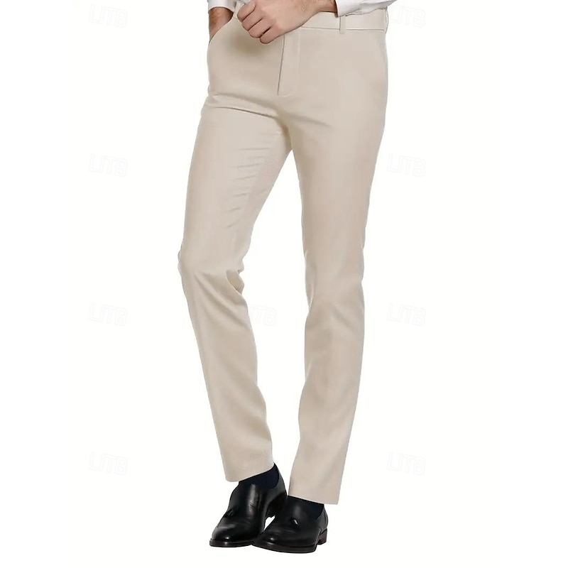 Men's Business Casual Wedding Suits Peaked Lapel Beige Formal Solid Colored Tailored Fit 2 Piece Double Breasted Six-buttons3