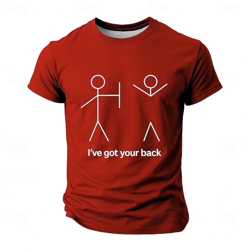 Mens Graphic T-Shirt, Funny 'I've Got Your Back' Pun Stick Figure Design Tee3