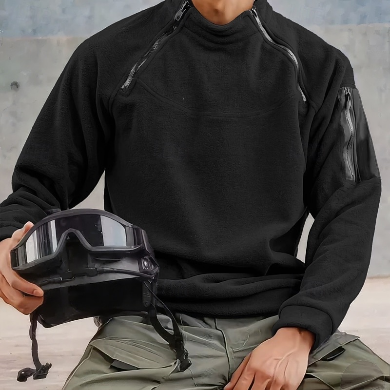 Men's Sweatshirt Fleece Hoodie Quarter Zip Sweatshirt Tactical Hoodie Black Army Green Navy Blue Dark Gray Beige Standing Collar Plain Zipper Sports & Outdoor Casual Daily Streetwear Cool Sportswear2