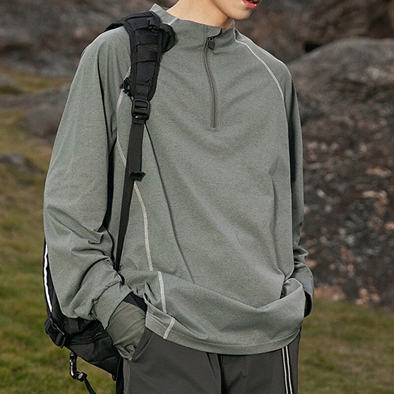 Men's Hiking Shirt Hiking top Long Sleeve Top Outdoor UV Sun Protection Quick Dry Breathable Polyester Black Green Grey Tennis Golf Running4