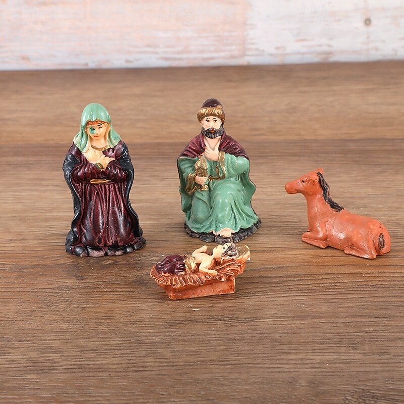 9pcs Christmas Nativity Scene Figurines Set, Resin Holy Family Mary, Joseph, Baby Jesus, Religious Christmas Decor, Nativity Manger Figurines3