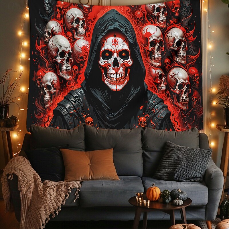 Halloween Tapestry Banners Blanket Grim Reaper Vampire Dark Punk Gothic Style Party Dorm Shooting Backgrounds Home Decor2