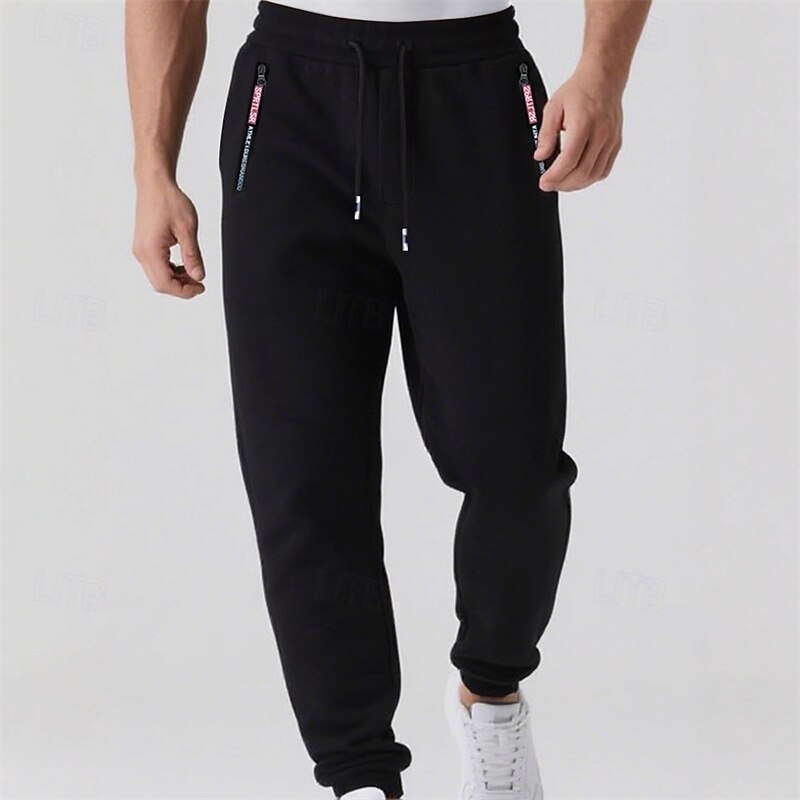 Men's Sweatpants Joggers Trousers Drawstring Pocket Elastic Waist Plain Comfort Sports Outdoor Daily Fashion Casual Black Micro-elastic4