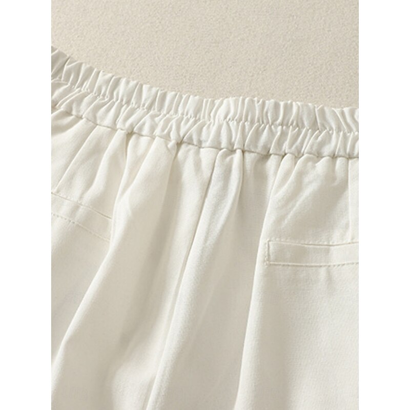 Women's Chinos Pants Trousers Vacation Vintage Fashion Full Length High Waist Floral Drawstring Embroidered Pocket Comfort Outdoor Stretchy Vacation Street Daily White Yellow Navy Blue Coffee Summer4