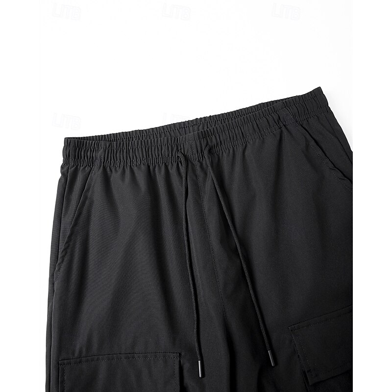 Men's Cargo Pants Joggers Trousers Drawstring Elastic Waist Print Cartoon Comfort Sports Outdoor Daily Fashion Casual Black Micro-elastic2