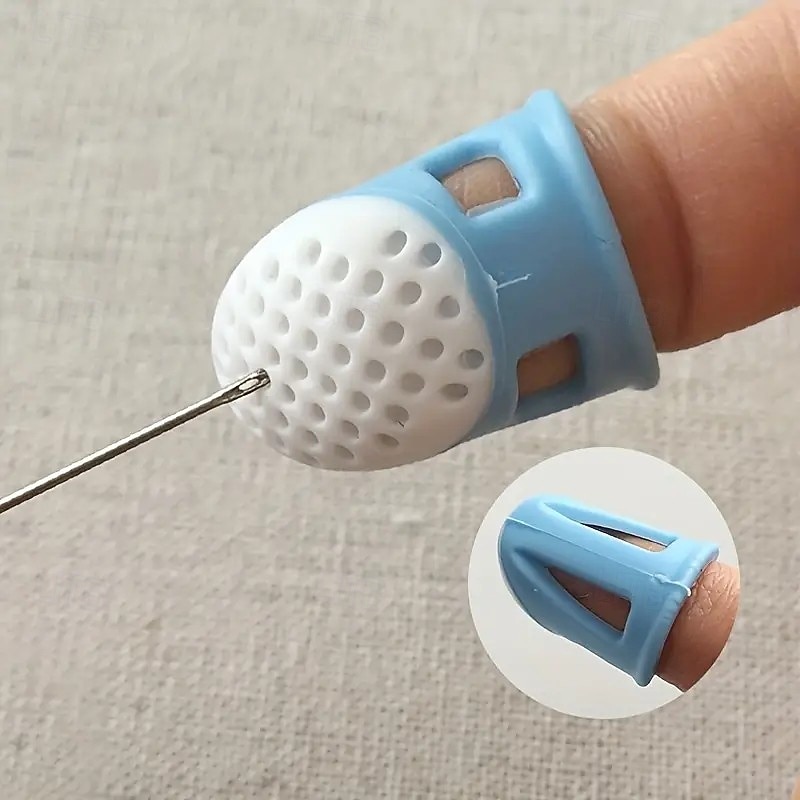 4PCS Sewing Thimbles, Silicone Finger Protectors for Hand Sewing, Embroidery, Cross Stitch and DIY Needlework, Non-Slip Thimble Finger Covers Sewing Tools3