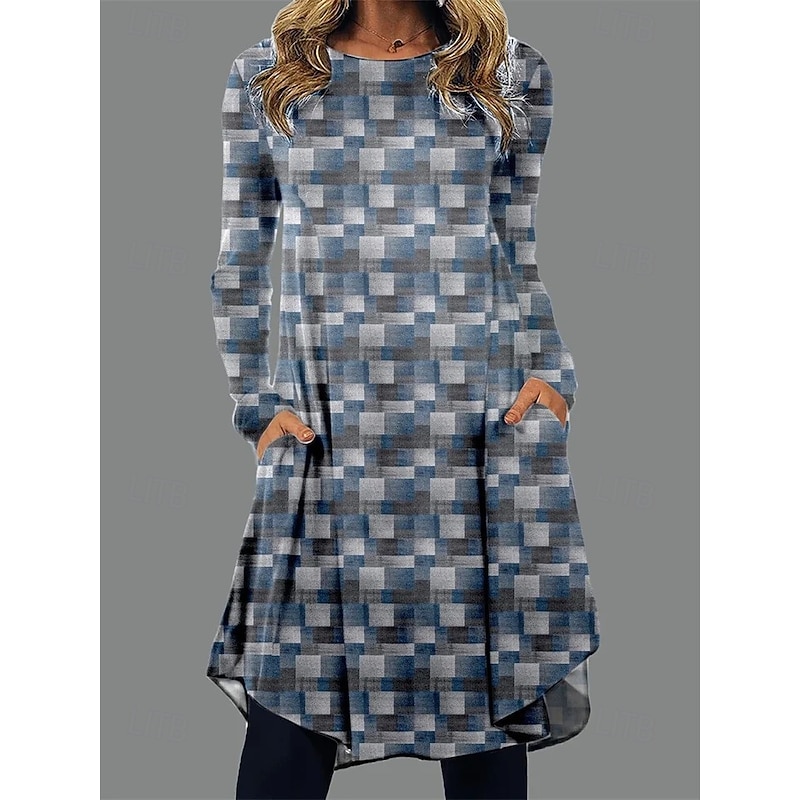 Women's Mini Dress T Shirt Dress Tee Dress A Line Dress Casual Daily Date Regular Fit Ombre Graphic Abstract Long Sleeve Crew Neck Light Green Blue Light Grey Gray Spring Fall Winter4