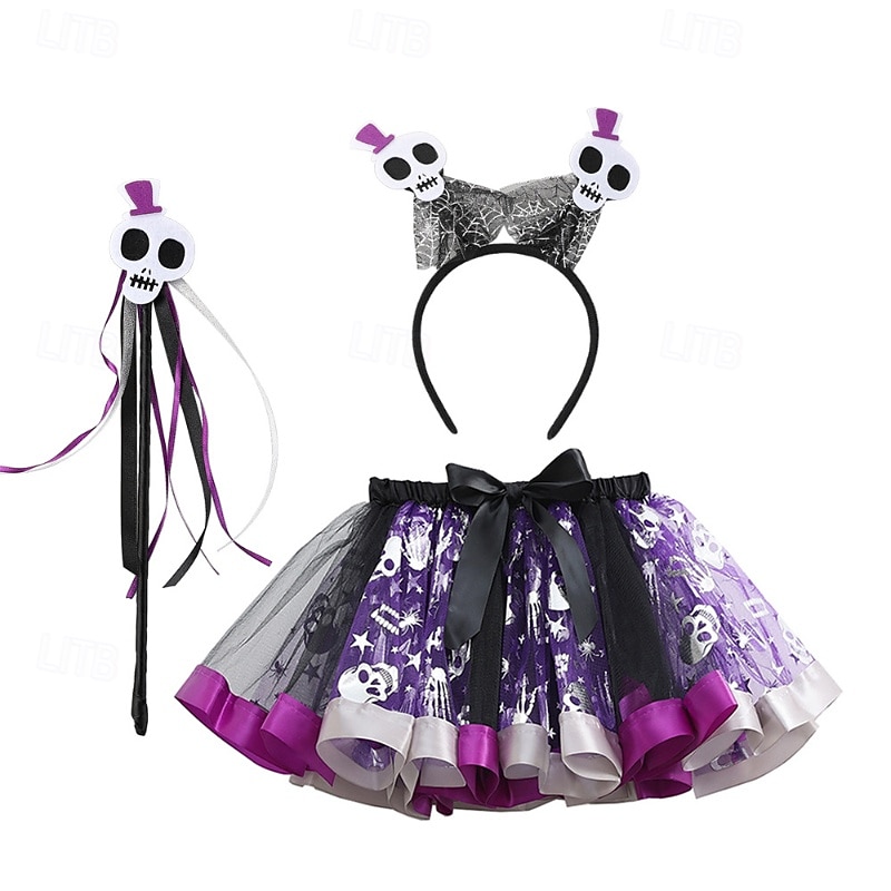 Kids Girls' Skirt Floral Cute Ruched Outdoor 4-12 Years Winter Black Purple Orange