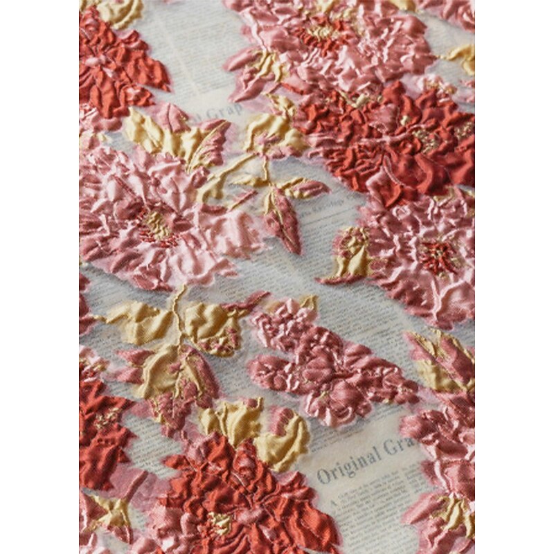 Floral JacquardA-Line Evening Gown Shirt Dress Formal Wedding Floor Length Short Sleeve Bubble Sleeve Shirt Collar Organza with Ruffles3