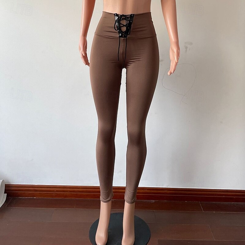 Women's Sports Bottoms Yoga Leggings Tummy Control High Waist Athletic Pilates Running Bottoms Solid Color Black Pink Red Fall Sports Activewear4