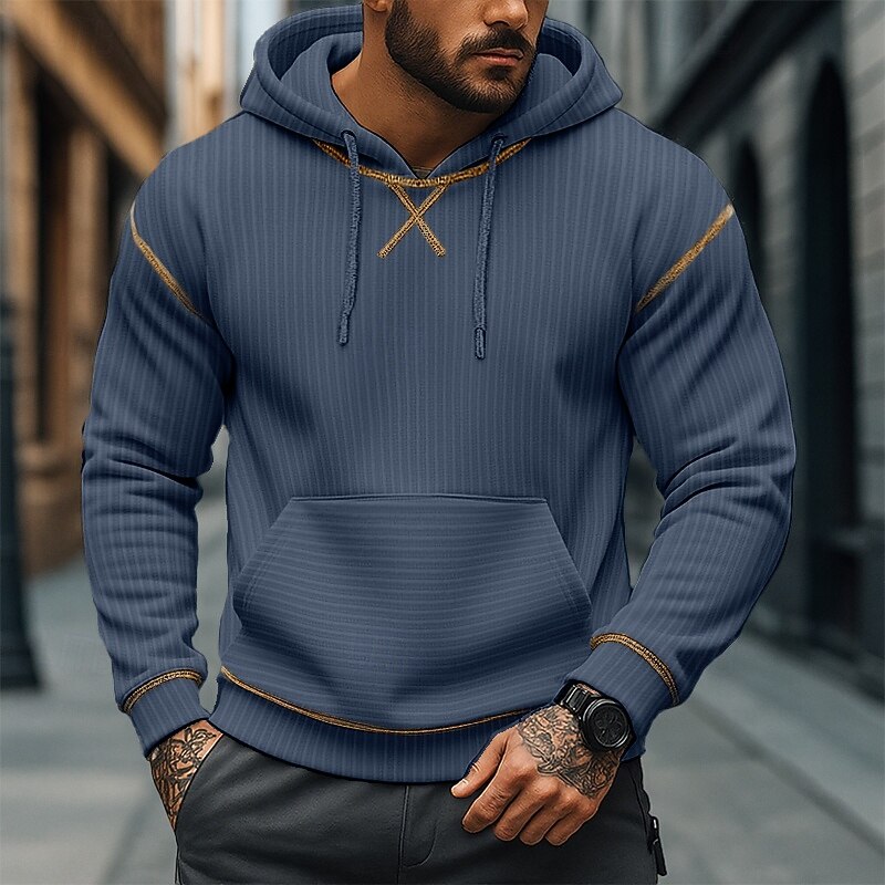 Men's Hoodie Corduroy Pullover Hoodie Sweatshirt Fleece Hoodie White Navy Blue Hooded Plain Pocket Sports & Outdoor Casual Daily Streetwear Cool Sportswear Winter Spring &  Fall Clothing Apparel