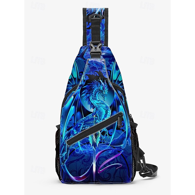 Men's Halloween Dragon Print Sling Bag By Ruth Thompson– Gothic Style Crossbody Shoulder Backpack with Large Capacity, Adjustable Strap, and Multiple Pockets for Festivals, Travel and Everyday Use3