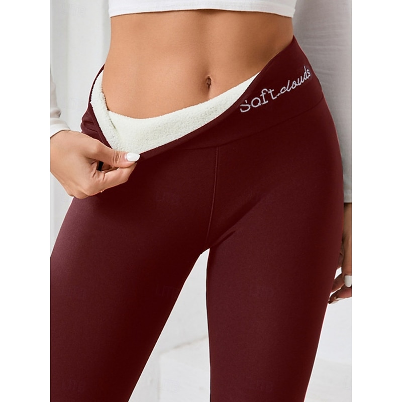 Women's Tights Leggings Casual Comfort Plus velvet Full Length High Waist High Cut Comfort Quick Dry Breathable High Elasticity Outdoor Street Wine Navy Black Gray Spring Fall Winter Regular Fit3