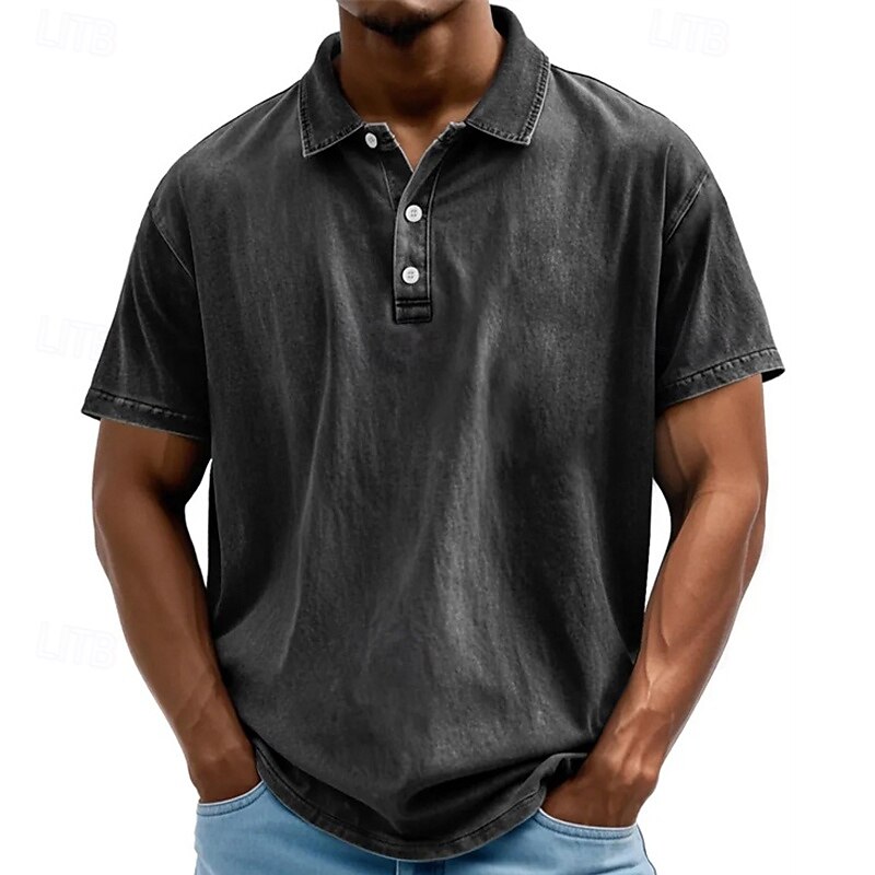 Men's Golf Shirt Golf Polos Shirts Work Casual Lapel Short Sleeve Basic Modern Plain Buttons Summer Regular Fit Black Pink Navy Blue Blue Purple Brown Golf Shirt2