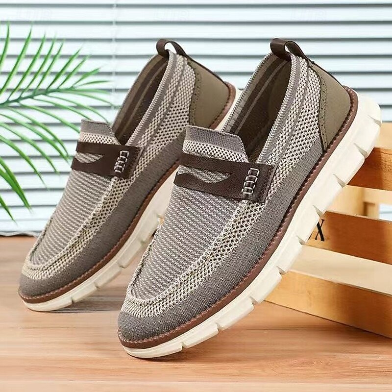 Men's Breathable Flyknit Loafers with Lightweight Sole, Casual Slip-On Shoes for Walking, Travel and Everyday Wear3