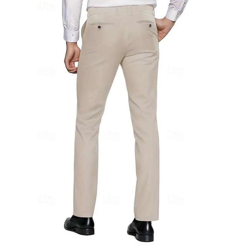 Men's Business Casual Wedding Suits Peaked Lapel Beige Formal Solid Colored Tailored Fit 2 Piece Double Breasted Six-buttons4