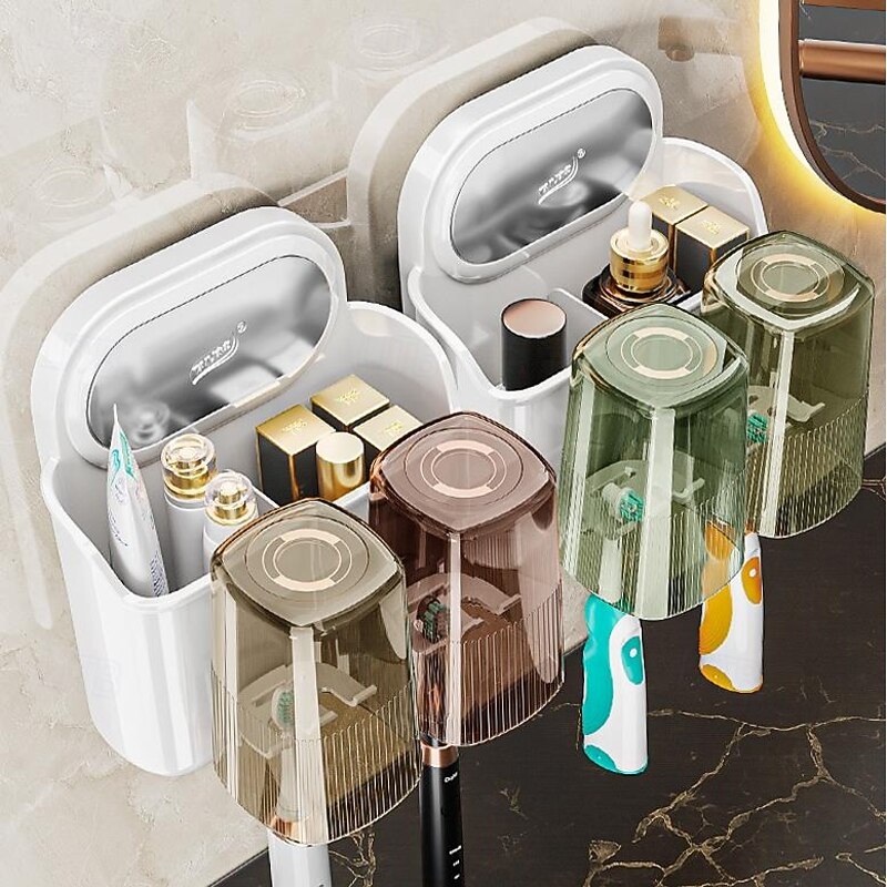 Toothbrush Holders Suction Cup for Bathrooms, Wall Mounted Toothbrush Holder with 2/3/4 Large Storage Slot Tooth Brush Holder2