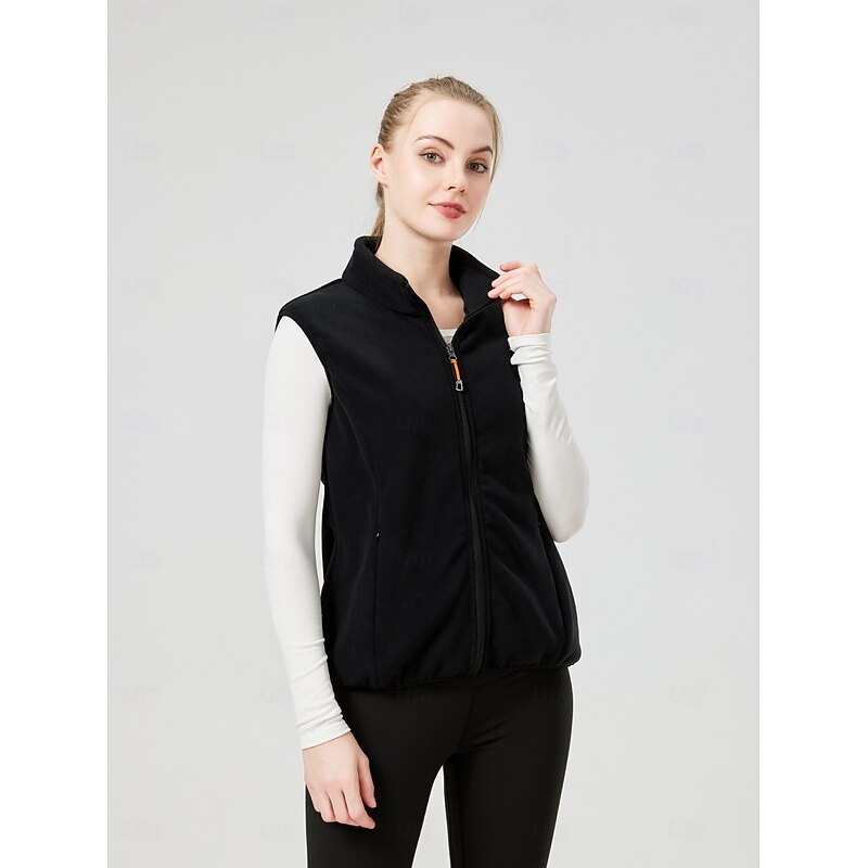 Women's Hiking Vest Fleece Vest Thermal Jacket Winter Outdoor Anatomic Design Front Zipper Thick Warm Top Single Slider Full Zip Camping / Hiking / Caving Traveling Black Pink Burgundy Dark Navy3