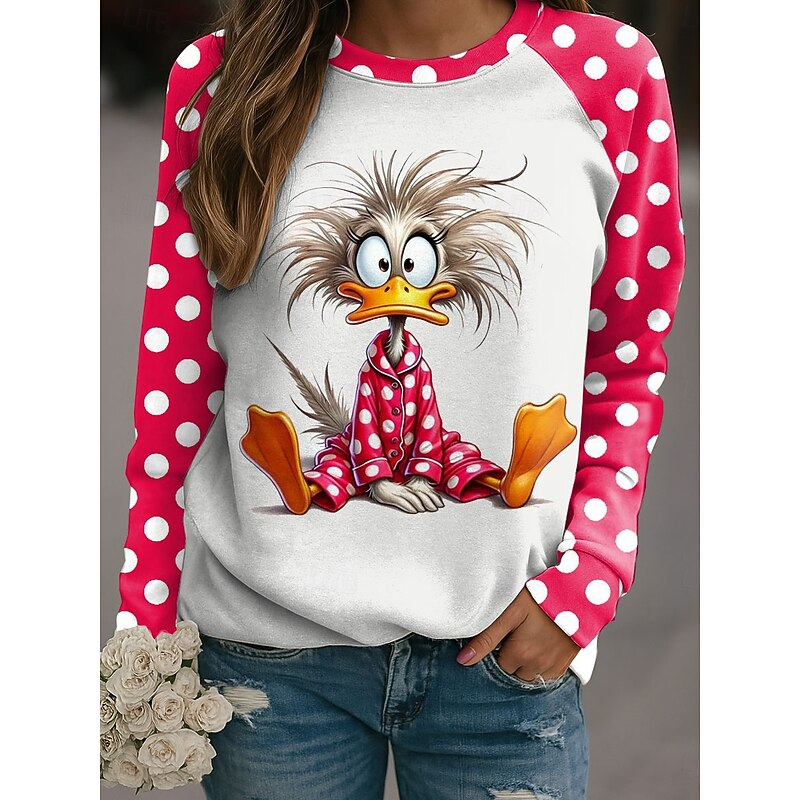 Women's Pullover Graphic Animal Casual Long Sleeve Crew Neck Regular Tops Casual Pink Red Green Spring Fall Winter3