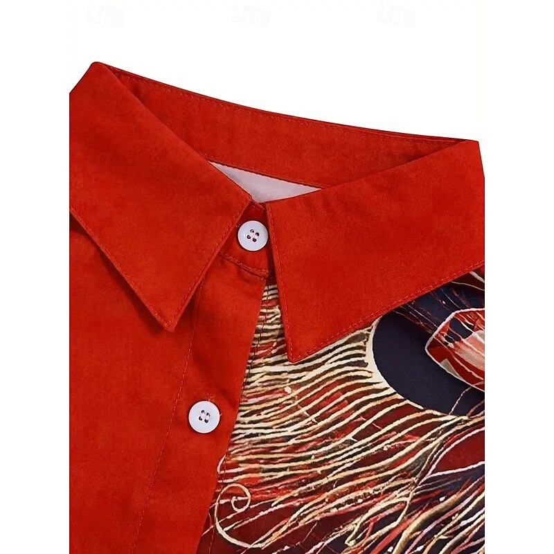 Women's Shirt Graphic Abstract Elegant Daily Business Long Sleeve Shirt Collar Regular Tops Wedding Guest Work Daily Print Red Blue Purple Green Spring Fall Winter4