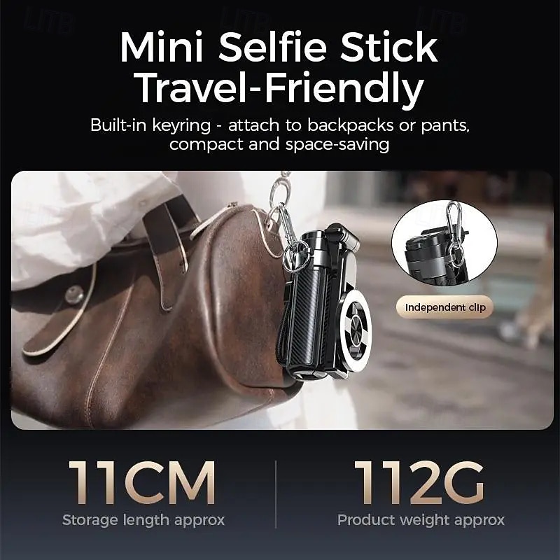 4-in-1 Magnetic Selfie Stick - 360 Rotating Bluetooth Mini Tripod with Phone Holder Extendable to 16 Inches Wireless Remote Control Compatible with iPhone and Android Smartphones4