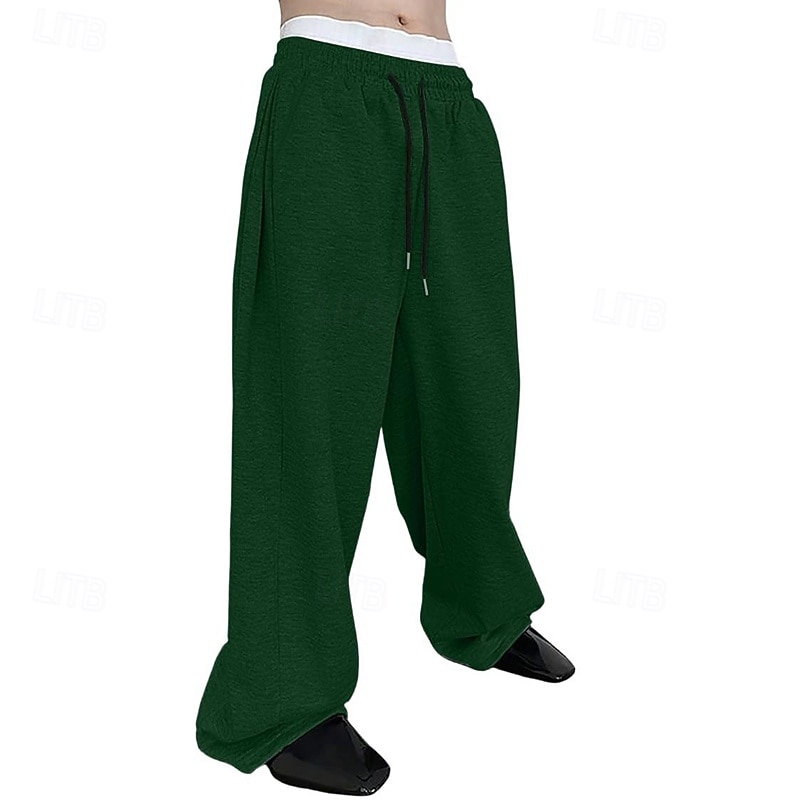 Men's Sweatpants Wide Leg Sweatpants Trousers Baggy Pants Open Bottom Sweatpants Drawstring Elastic Waist Plain Moisture Wicking Breathable Full Length Sports Outdoor Casual Daily Fashion Streetwear4