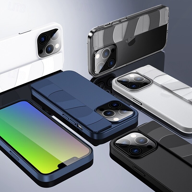 Phone Case For 16 15 14 Pro Max Plus 13 Pro Max Back Cover with Wrist Strap Shockproof Retro Silicone