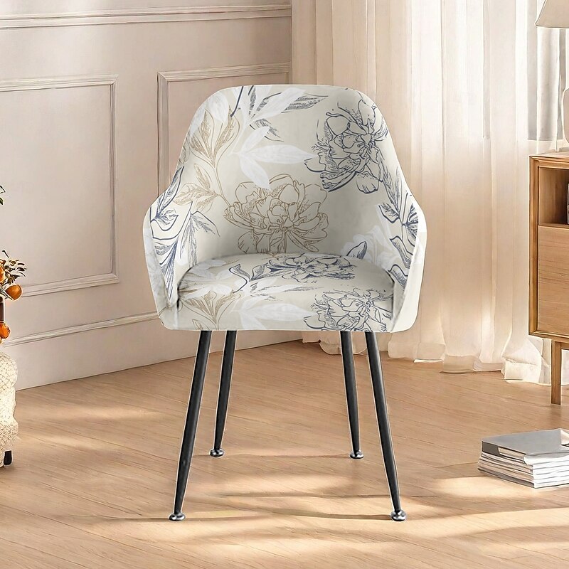 Kitchen Chair Cover Stool Chair Cover, Geometric Printed Polyester Slipcovers, Stretch Furniture Protector for Home and Office