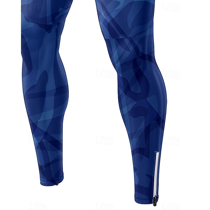 Men's Graphic Geometric Gradient Bike Pants Bike Tights Leggings Slim Fit Sports UV Resistant 3D Pad Quick Dry Reflective Strips Navy Blue Clothing Apparel Bike Wear3