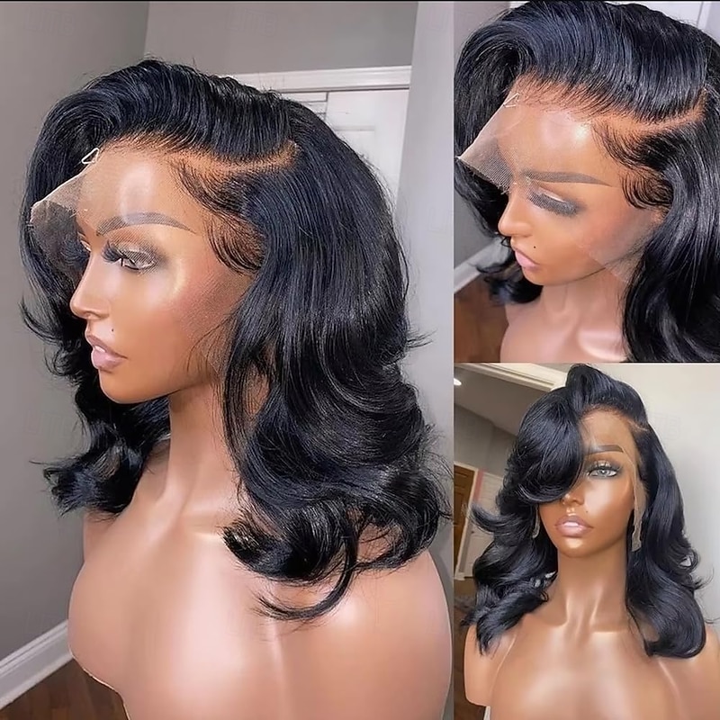 13x4 Body Wave Lace Front Wigs Human Hair Pre Plucked  Bleached Knots with Baby Hair  HD Transparent Lace Frontal Wigs for Women Natural Color