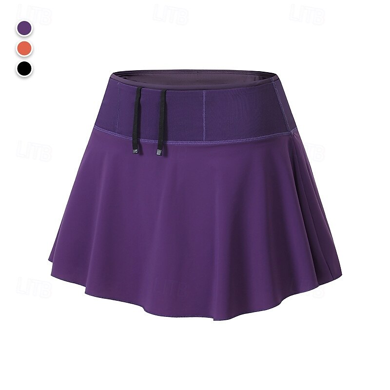 Women's Solid Colored Tennis Skirts Stylish Moisture Wicking Breathable Tennis Pickleball Running Bottoms Black Purple Orange Tennis Clothing4