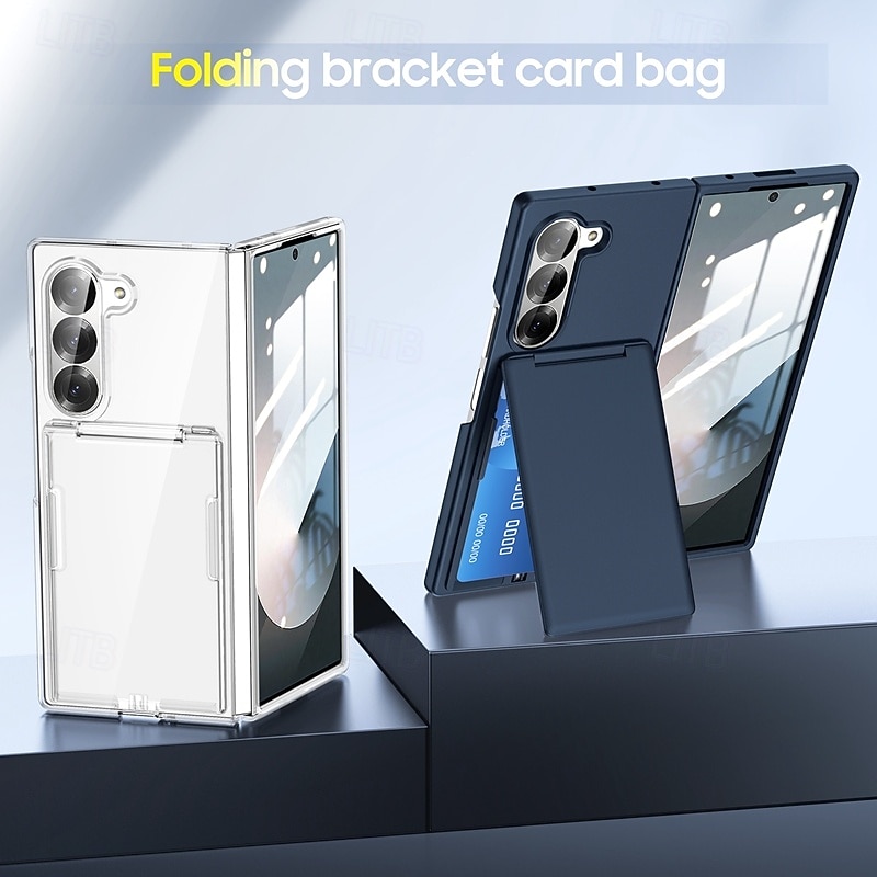 Phone Case For Samsung Galaxy Z Fold 7 Z Fold 6 Z Fold 5 Back Cover Kickstand Card Slot Shockproof Retro PC2