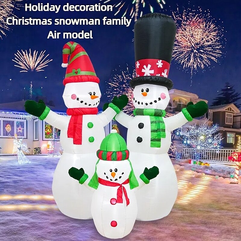 1 Pc 2.5M * 2.25M 2025 Christmas Snowman Family of Three with Lights Inflatable Air Model Indoor and Outdoor Courtyard Garden Lawn Party Christmas Atmosphere Decorative Light EU/US/UK/AU Plug2