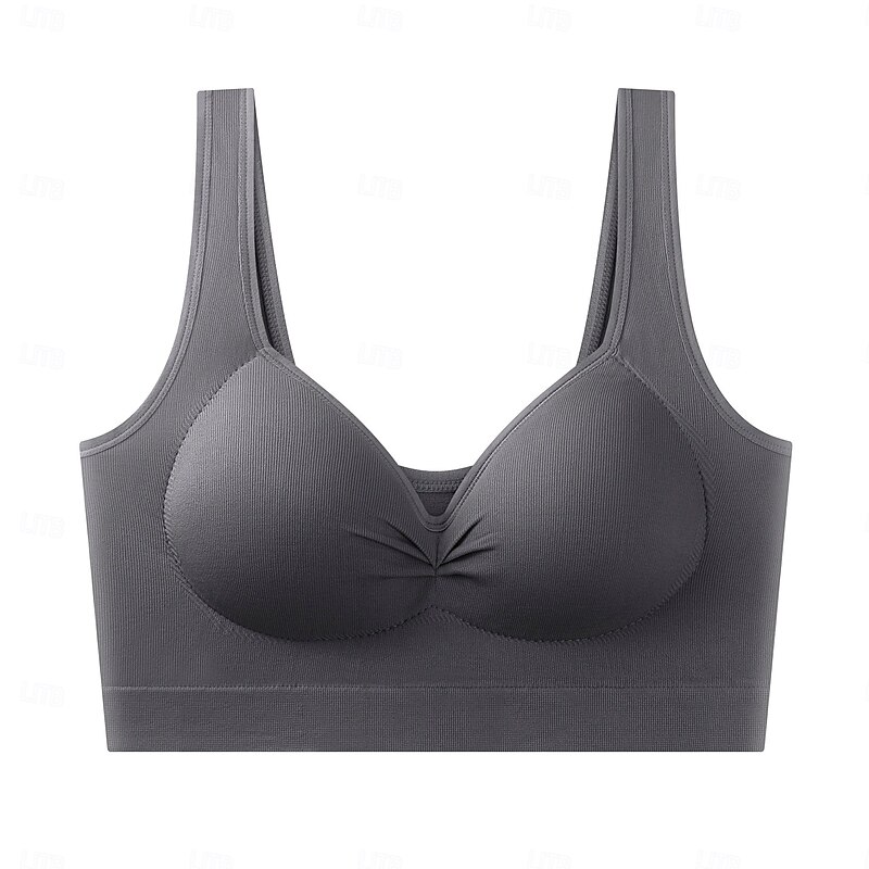 Women's Sports Bra V-neckline Stretchy Ultra Stretch Breathable Basic Medium Support Sports Solid Color Sports Bra For Running Yoga Oversize Plus Size Activewear2