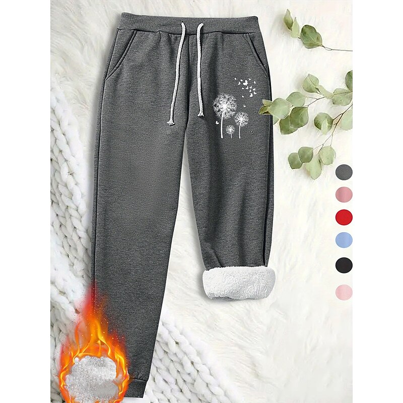 Women's Sweatpants Fleece Pants Down Pants Vintage Casual Full Length High Waist Graphic Geometric Drawstring Micro-elastic Outdoor Sports Daily Wear Light Pink Black Dark Pink Red Summer Spring Fall4