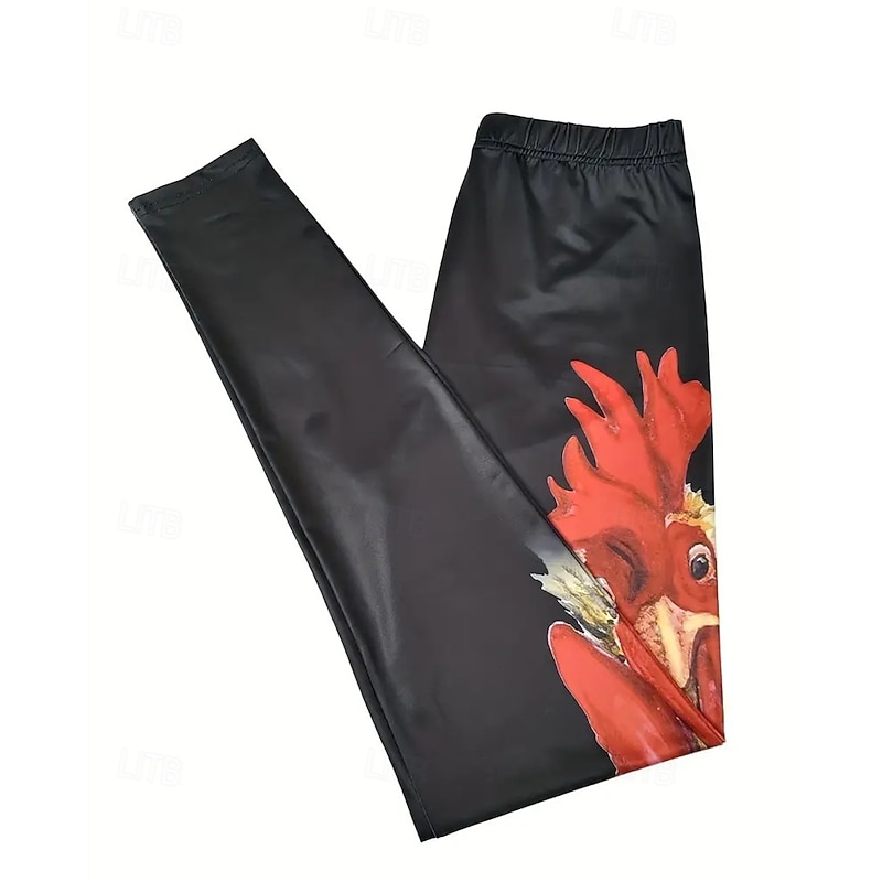 Women's Pants Trousers Leggings Cozy Leggings Streetwear Casual Full Length High Waist Animal Elastic Waist Print Breathability Comfortable Stretchy Vacation Street Daily Wear Black Summer Spring Fall4