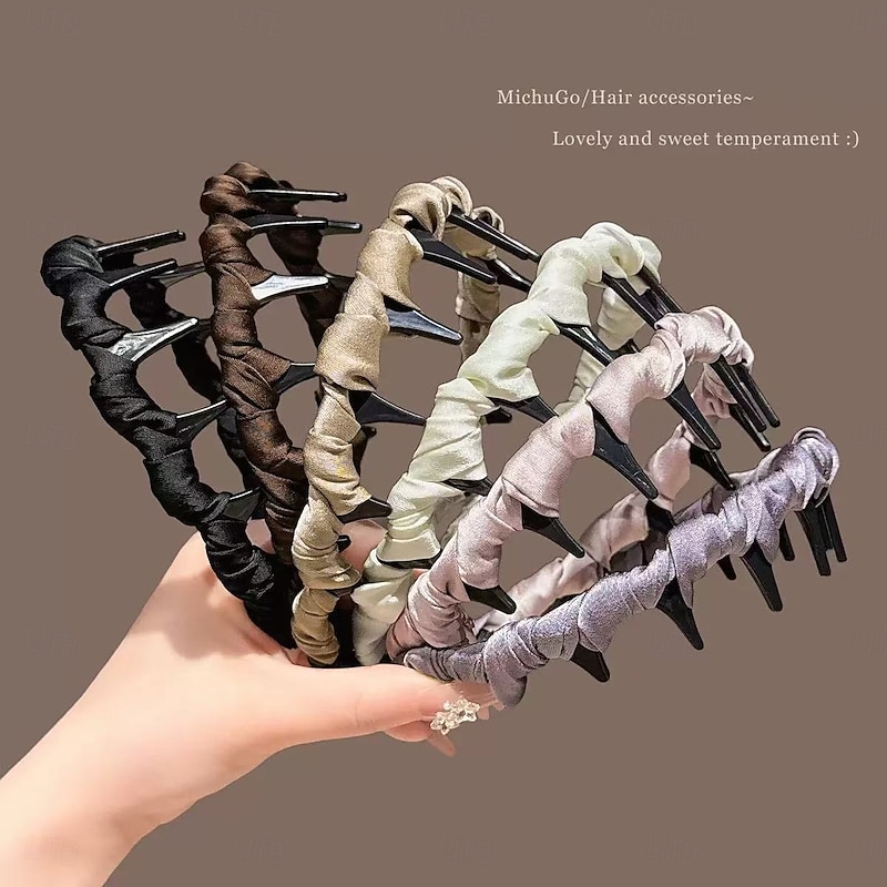 3/6pcs Retro High Skull Pearl Headband for Women, Anti-Slip French Wave Hairband with Teeth, Stylish Headwear for Hair Styling and Face Washing2