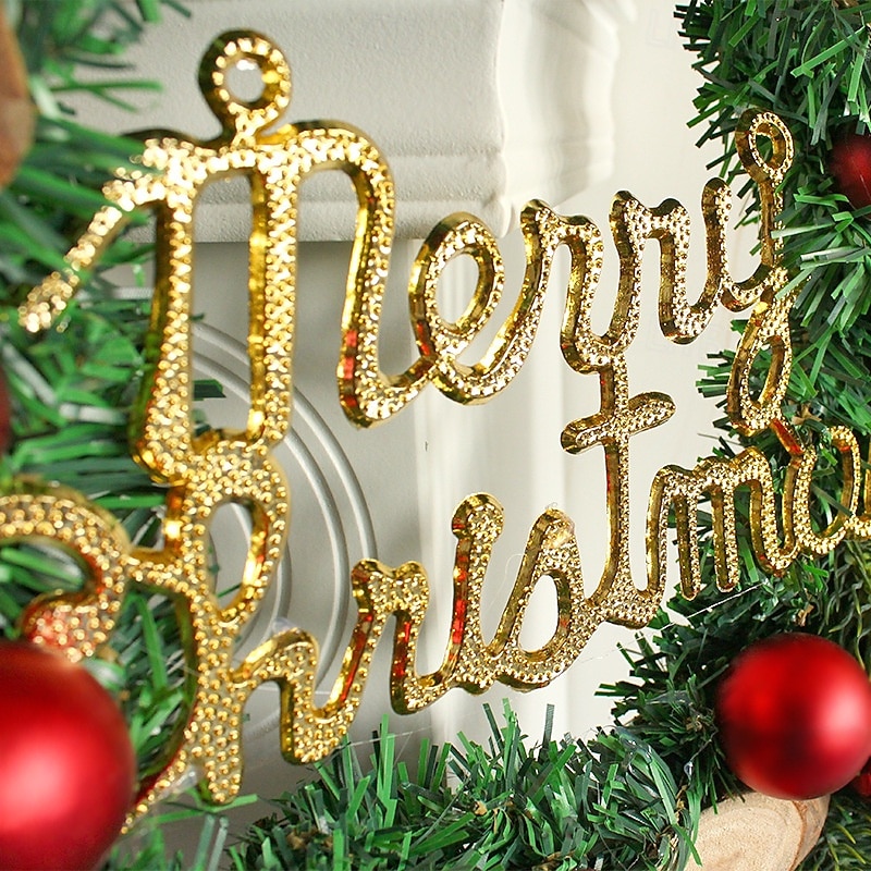 Christmas Candy Wreath Door Hanging DIY Window Scene Decoration Festive Holiday Floral Garland Christmas Balls and Rattan Hanging Ornaments Perfect Seasonal Home Display2