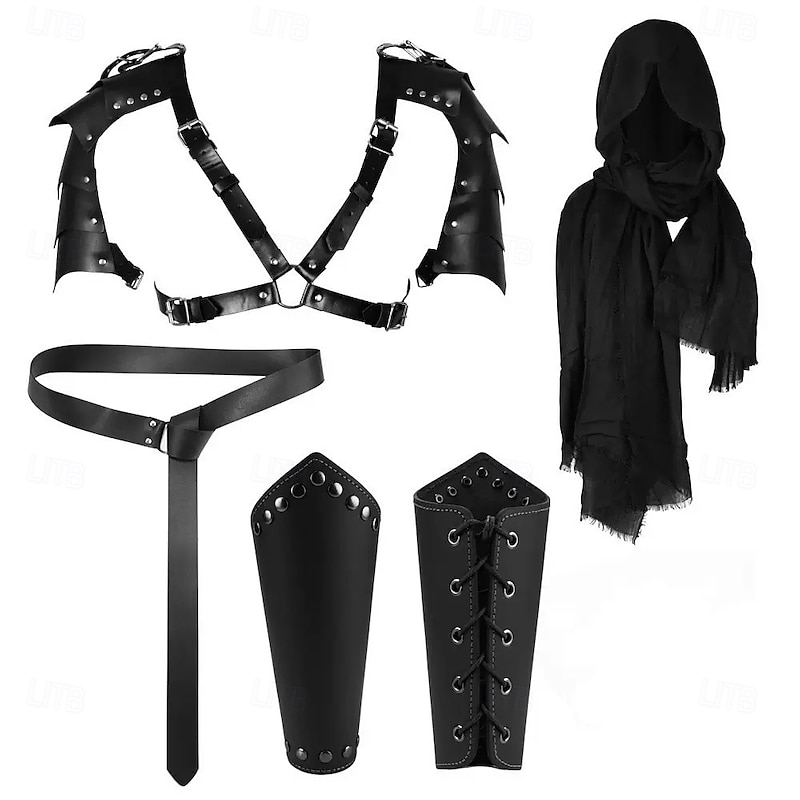 Punk & Gothic Medieval Renaissance Waist Belt Wristband Knight Ritter Viking Archery Fancy Dress Men's Women's Unisex Viking Fantasy Masquerade Performance Stage LARP Adults' Scarf Waist Belt Wristlet2