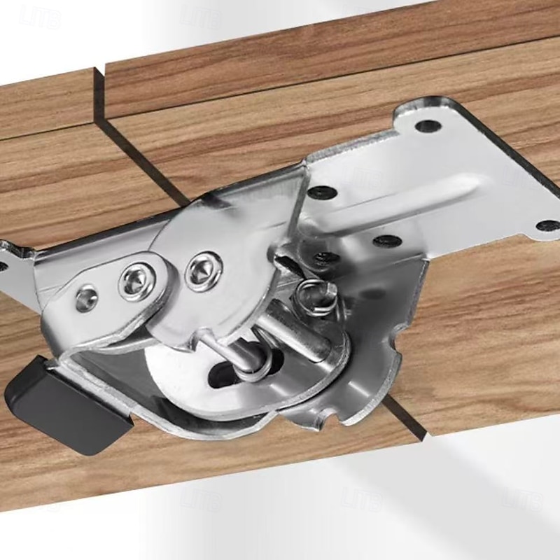 4 Pack Heavy-Duty Folding Table Leg Brackets with Self-Locking Hinges, 90 Degree Rotatable Foldable Hinges with Screws, Lock Extension Hardware for Table Legs, Bed Legs, Workbench Support4