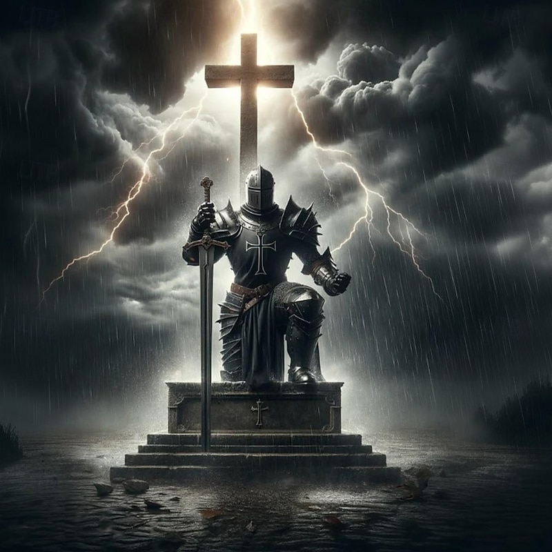 Men's Knights Templar 3D T Shirt Short Sleeve T shirt 3D Print Crew Neck Shirt Exaggerated Designer Party Daily Holiday Blue Green Gray Summer Spring All Seasons Clothing Apparel S M L XL XXL XXXL4