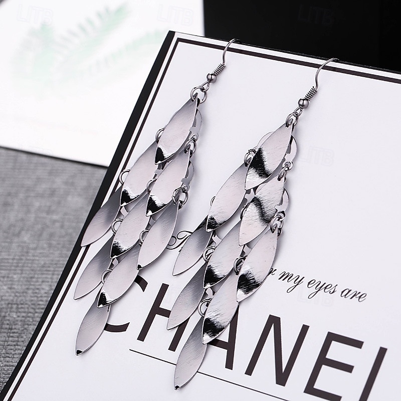 Drop Earrings Classic Leaf Earrings Jewelry Silver / Black / Gold For Wedding Valentine's Day Gift Engagement Festival